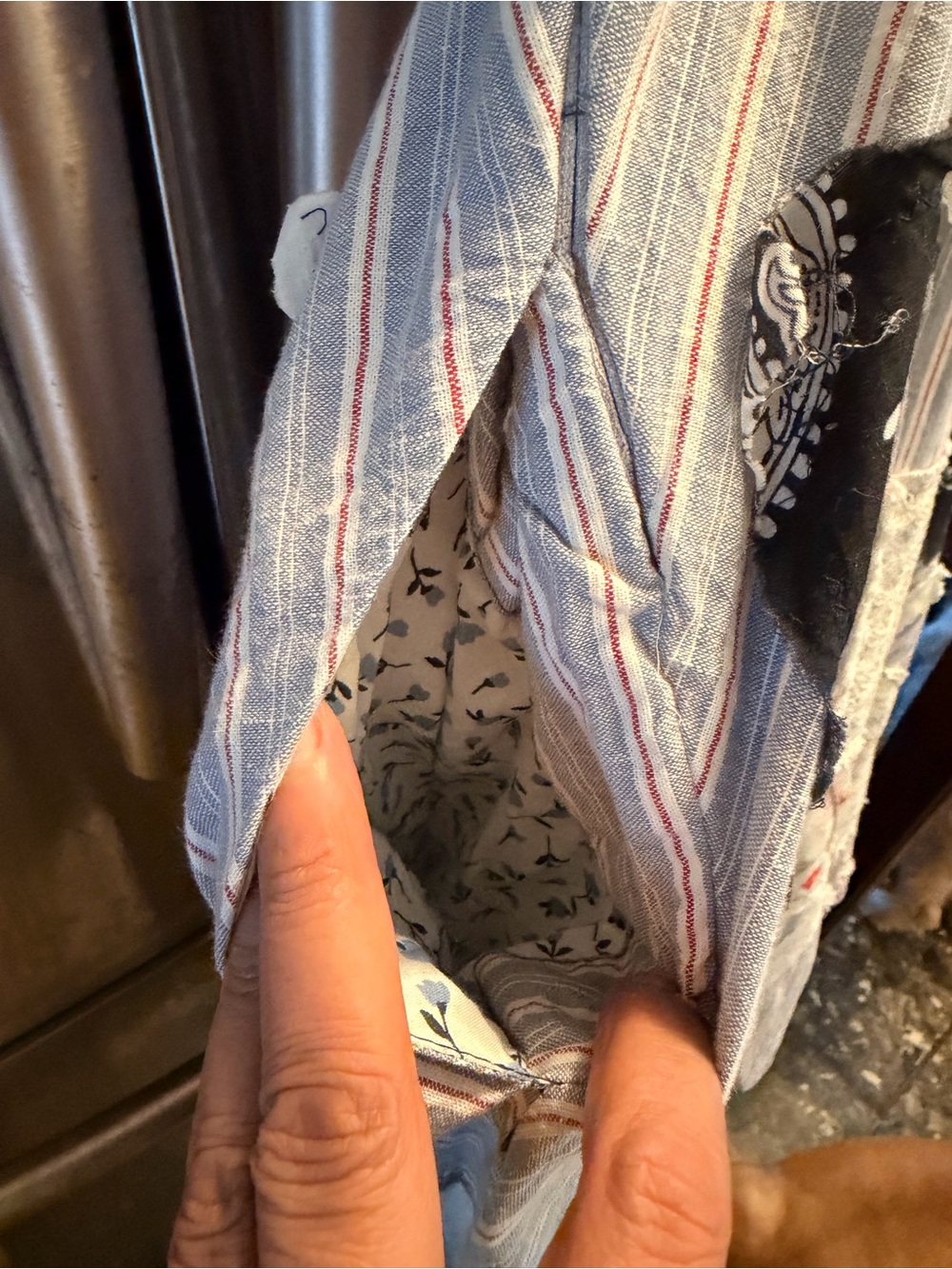 Pilcro Light Blue Striped Patchwork Button-Front Maxi Dress - Picture 12 of 16
